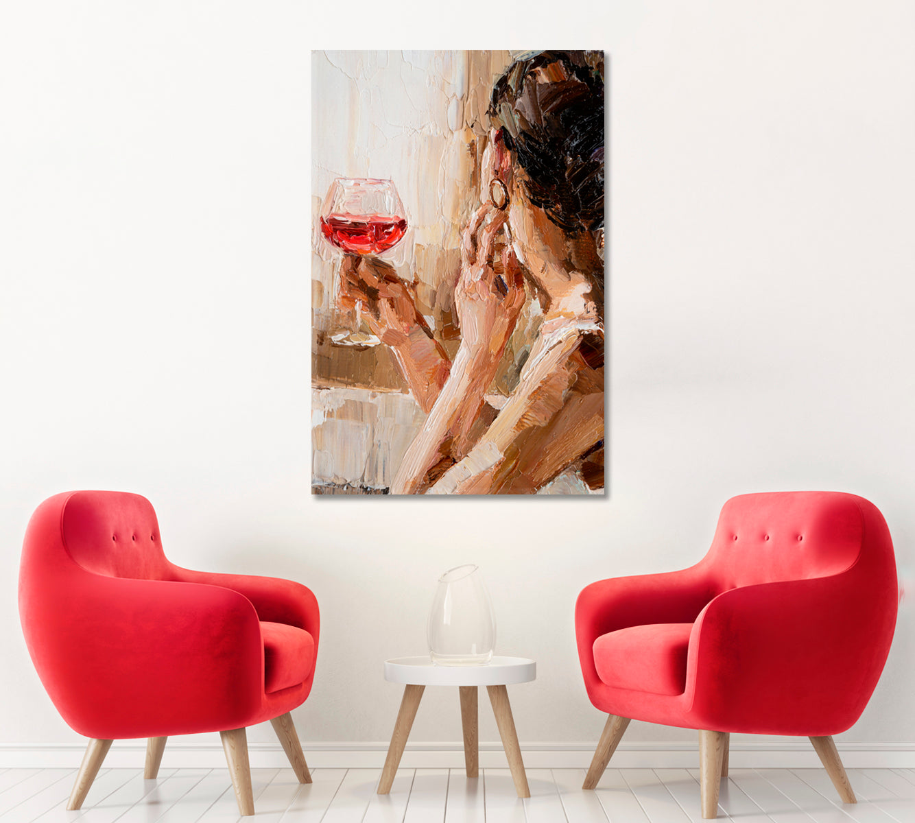 Woman with Glass of Red Wine Canvas Print ArtLexy   