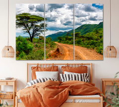 Kenya Natural Landscape Canvas Print ArtLexy 3 Panels 36"x24" inches 