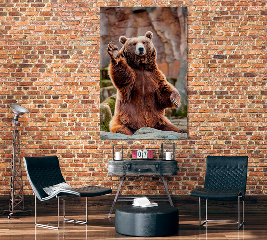 Bear Greeting Canvas Print ArtLexy 1 Panel 16"x24" inches 