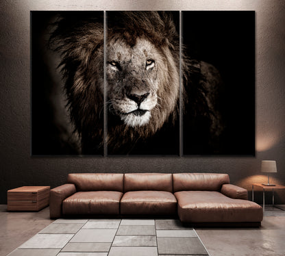 Wild Lion Masai Mara Kenya Canvas Print ArtLexy 3 Panels 36"x24" inches 