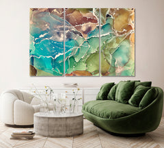 Liquid Multicolor Marble with Veins Canvas Print ArtLexy 3 Panels 36"x24" inches 