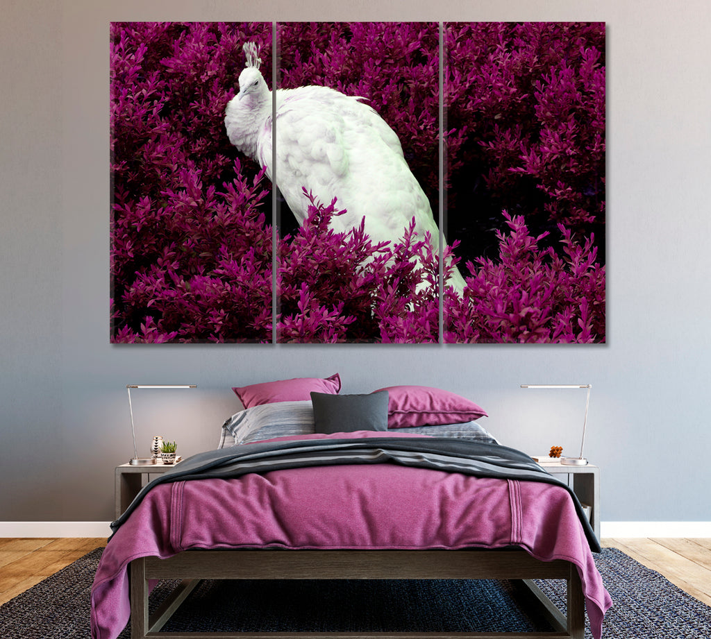 White Peacock Canvas Print ArtLexy 3 Panels 36"x24" inches 