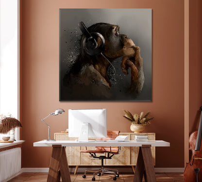 Monkey with Headphone Canvas Print ArtLexy   