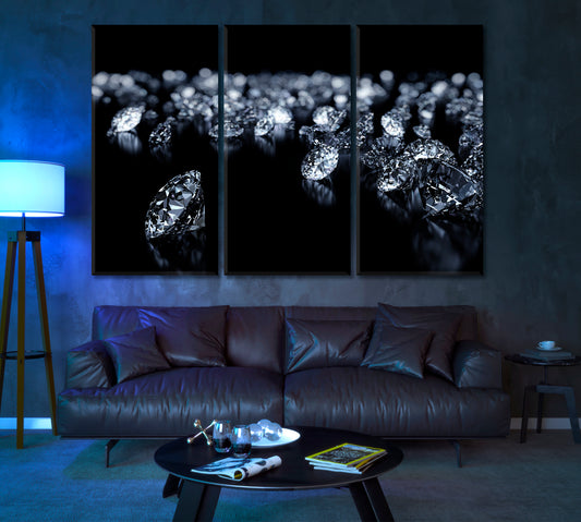 Diamonds in Black and White Canvas Print ArtLexy 3 Panels 36"x24" inches 