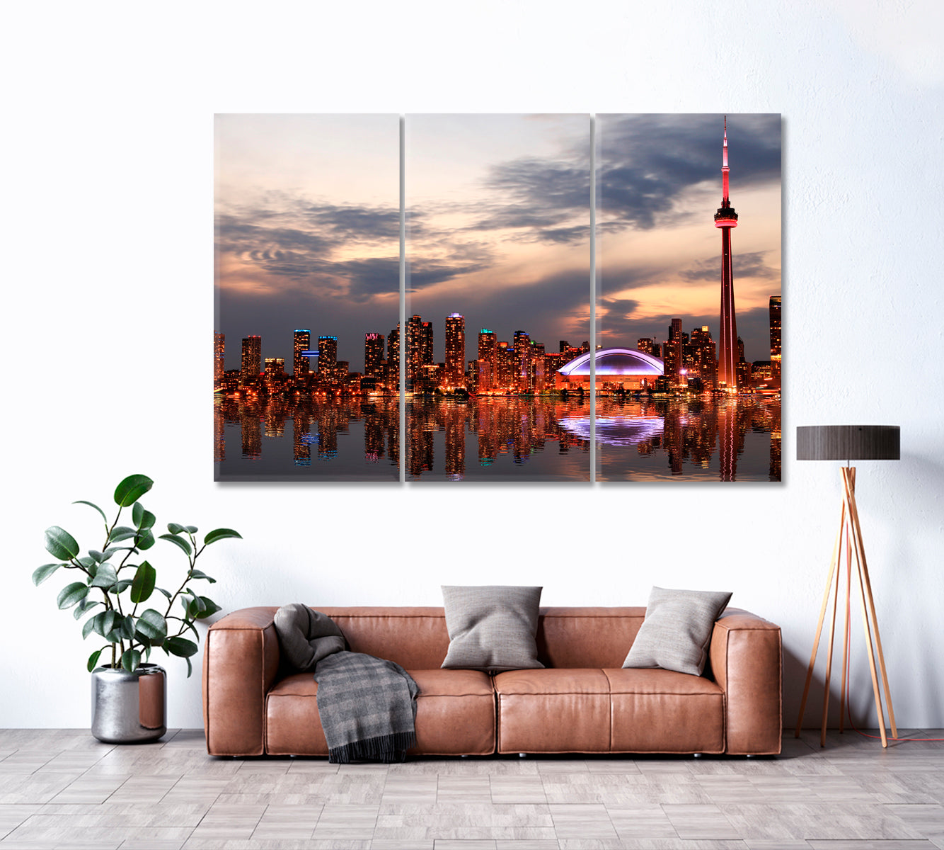 Downtown Toronto Canada at Night Canvas Print ArtLexy 3 Panels 36"x24" inches 