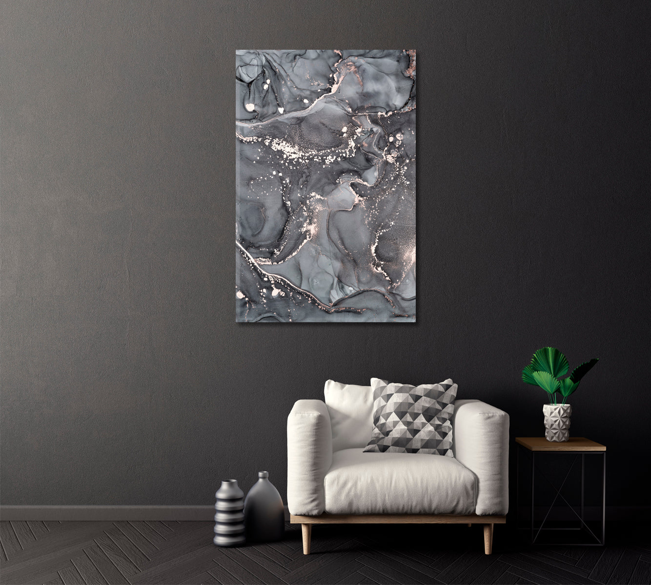 Abstract Gray Fluid Marble Canvas Print ArtLexy   