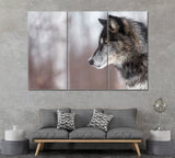Grey Wolf Canvas Print ArtLexy 3 Panels 36"x24" inches 