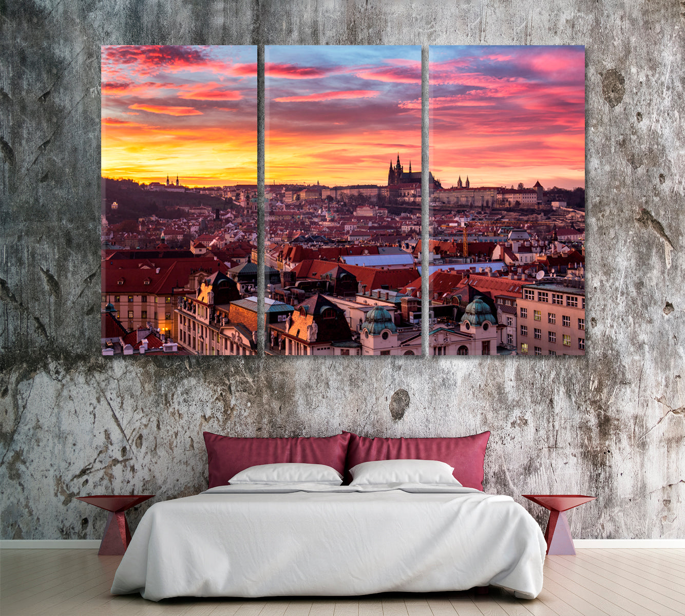 Old Town Square Prague Canvas Print ArtLexy 3 Panels 36"x24" inches 