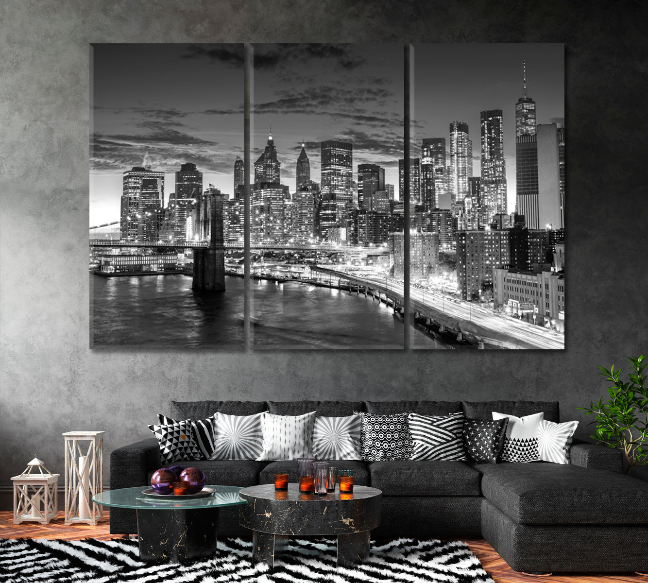 Manhattan Financial District Canvas Print ArtLexy 3 Panels 36"x24" inches 