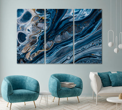 Abstract Navy Blue Stone Canvas Print ArtLexy 3 Panels 36"x24" inches 