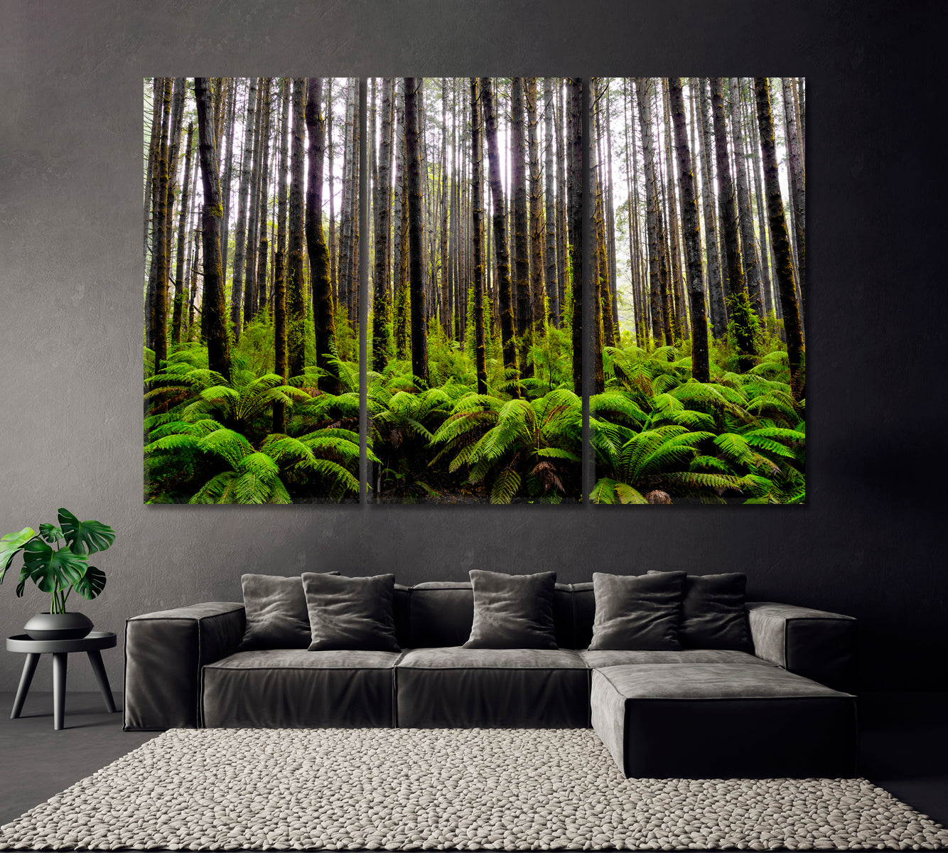 Green Old Forest Canvas Print ArtLexy 3 Panels 36"x24" inches 