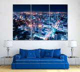 Night Cityscape of Bangkok Canvas Print ArtLexy 3 Panels 36"x24" inches 