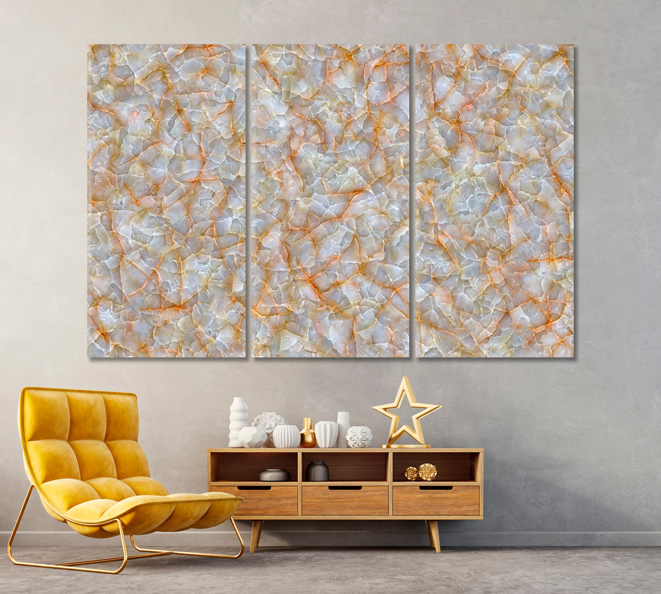 Cracked Marble Pattern Canvas Print ArtLexy 3 Panels 36"x24" inches 