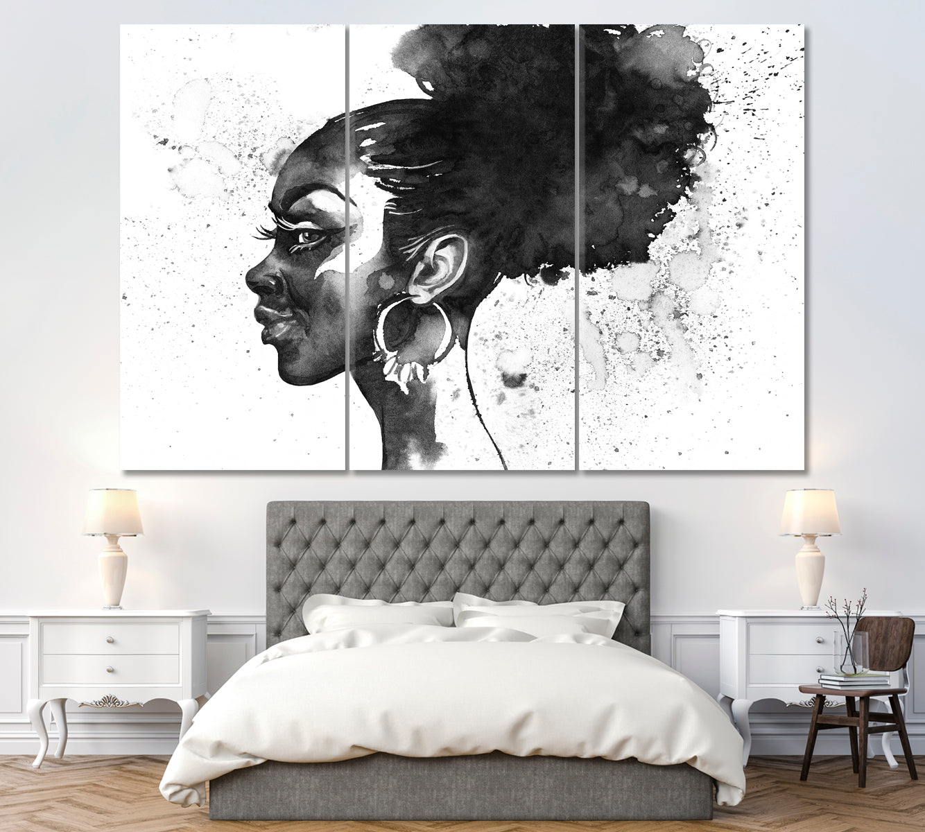 African Woman Portrait Canvas Print ArtLexy 3 Panels 36"x24" inches 