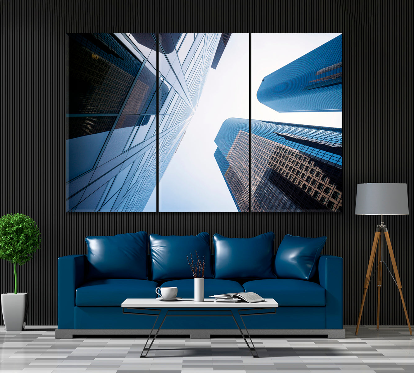 Los Angeles Skyscrapers Canvas Print ArtLexy 3 Panels 36"x24" inches 