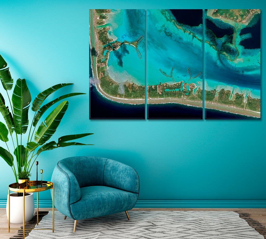 Bora Bora Island Canvas Print ArtLexy 3 Panels 36"x24" inches 