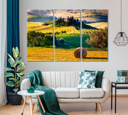 Tuscany Landscape Italy Canvas Print ArtLexy 3 Panels 36"x24" inches 