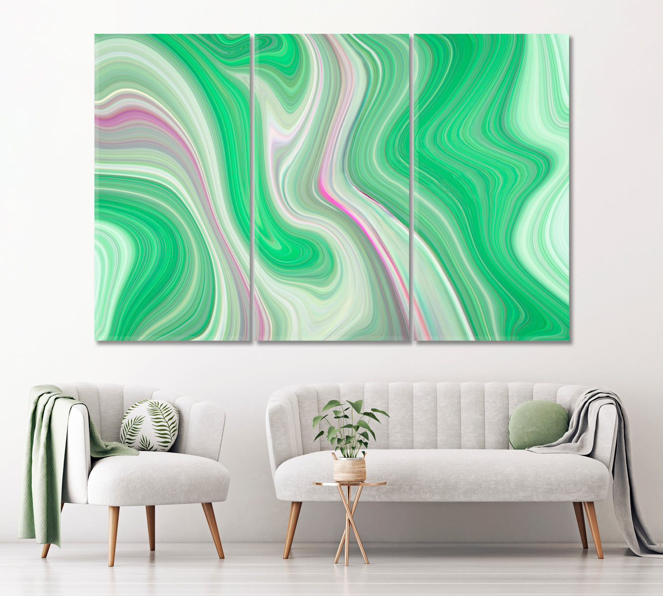 Green Marble Design Canvas Print ArtLexy 3 Panels 36"x24" inches 