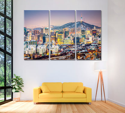 Seoul Downtown Cityscape Canvas Print ArtLexy 3 Panels 36"x24" inches 