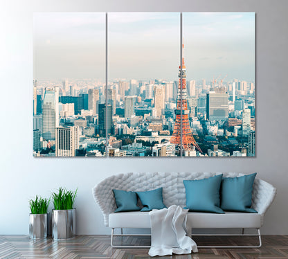 Tokyo Tower Japan Canvas Print ArtLexy 3 Panels 36"x24" inches 
