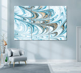 Abstract Blue Swirl Marble Canvas Print ArtLexy 3 Panels 36"x24" inches 