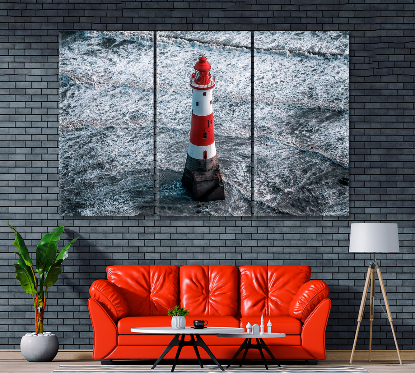 Beachy Head Lighthouse East Sussex England Canvas Print ArtLexy 3 Panels 36"x24" inches 