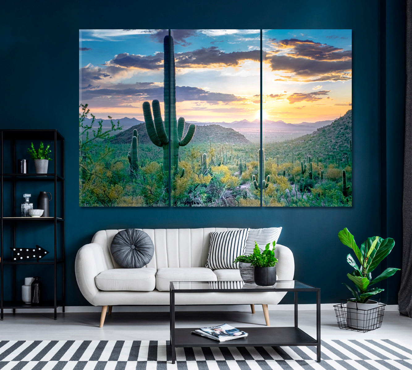 Saguaro National Park Arizona Canvas Print ArtLexy 3 Panels 36"x24" inches 
