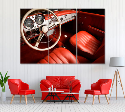 Luxury Car Interior Canvas Print ArtLexy 3 Panels 36"x24" inches 