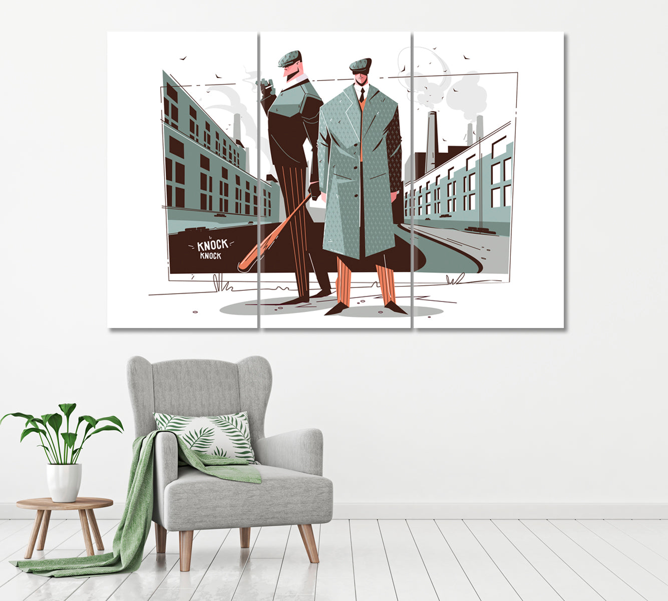 Gentlemen in Elegant Suits Canvas Print ArtLexy 3 Panels 36"x24" inches 