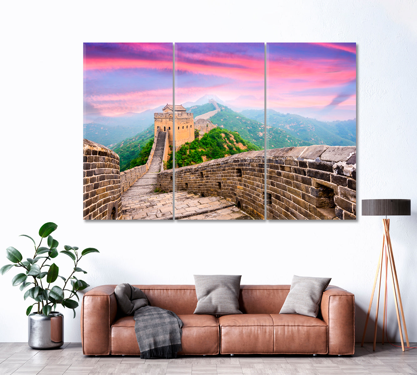 Great Wall of China Jinshanling Canvas Print ArtLexy 3 Panels 36"x24" inches 