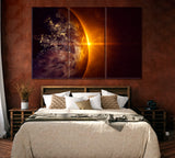 Sunrise in Space Canvas Print ArtLexy 3 Panels 36"x24" inches 