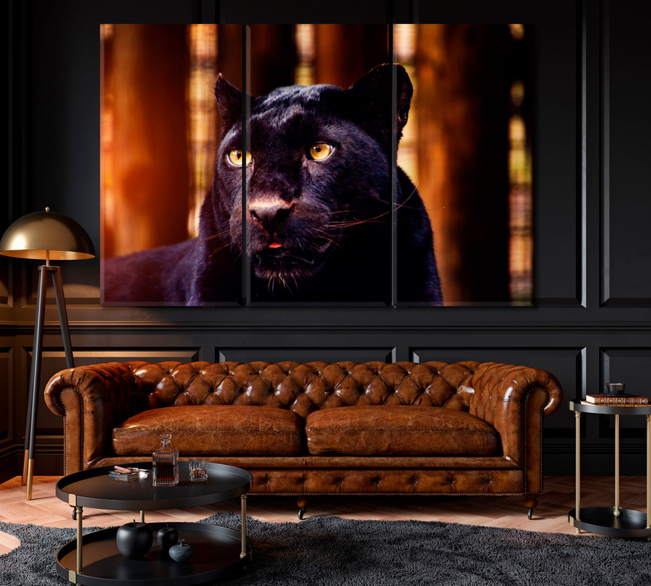 Beautiful Black Panther Canvas Print ArtLexy 3 Panels 36"x24" inches 