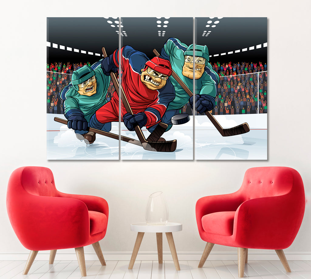 Ice Hockey Canvas Print ArtLexy 3 Panels 36"x24" inches 