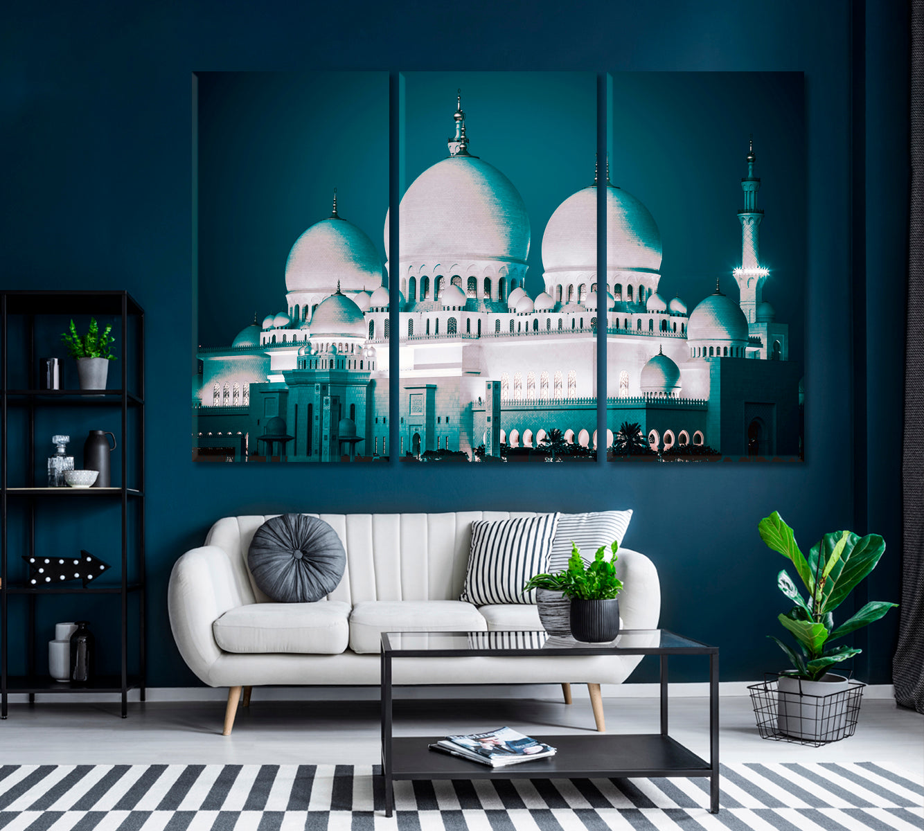 Sheikh Zayed Grand Mosque UAE Canvas Print ArtLexy 3 Panels 36"x24" inches 