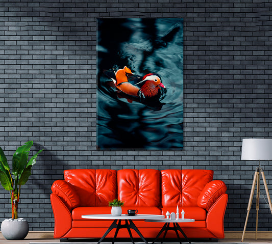 Mandarin Duck in Water Canvas Print ArtLexy 1 Panel 16"x24" inches 