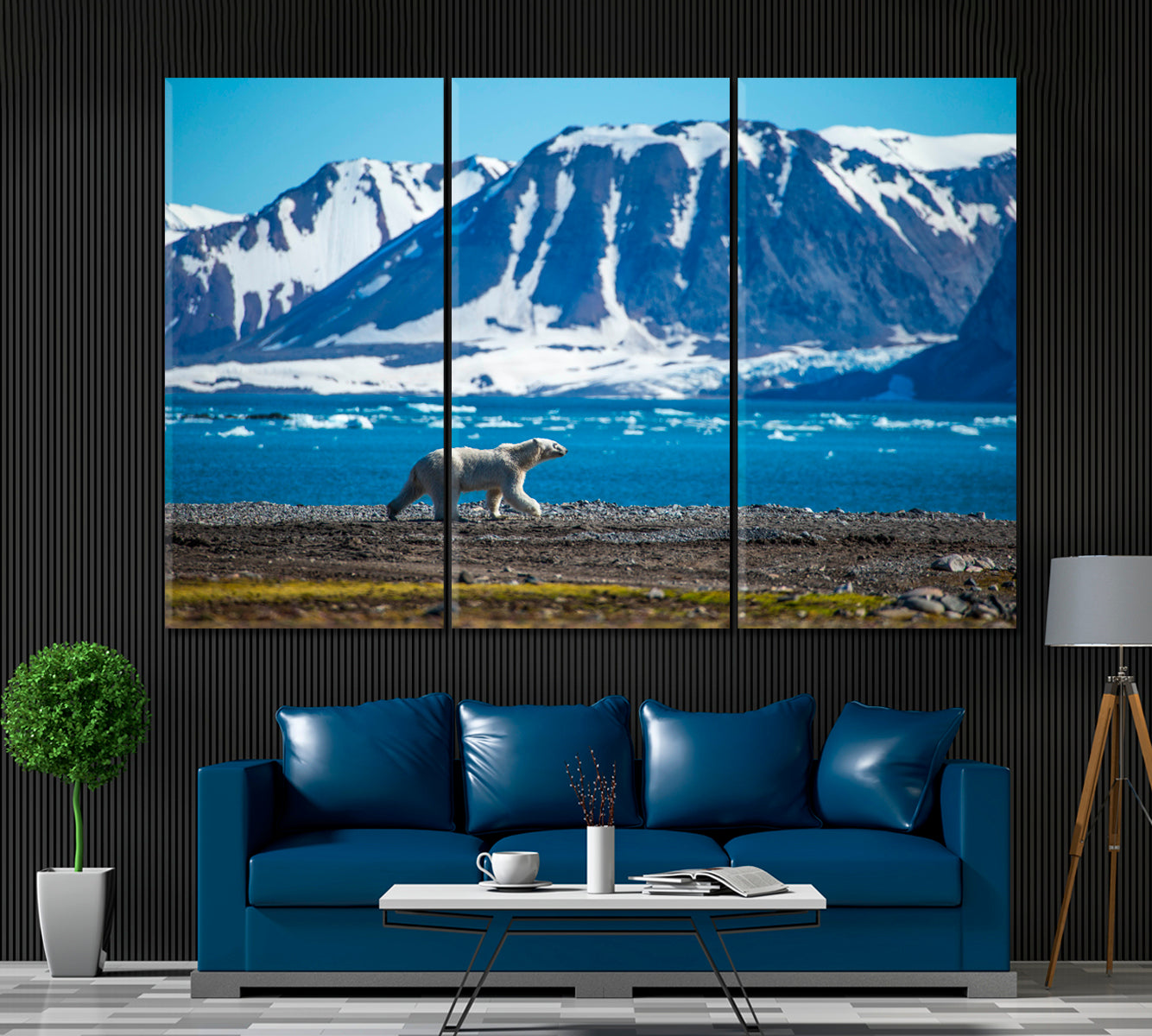 Polar Bear Spitsbergen Canvas Print ArtLexy 3 Panels 36"x24" inches 