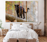 Black Panther on Tree Canvas Print ArtLexy 3 Panels 36"x24" inches 