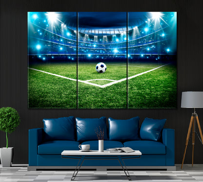 Football Pitch Canvas Print ArtLexy 3 Panels 36"x24" inches 