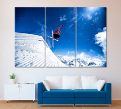Freestyle Skier Jump Canvas Print ArtLexy 3 Panels 36"x24" inches 