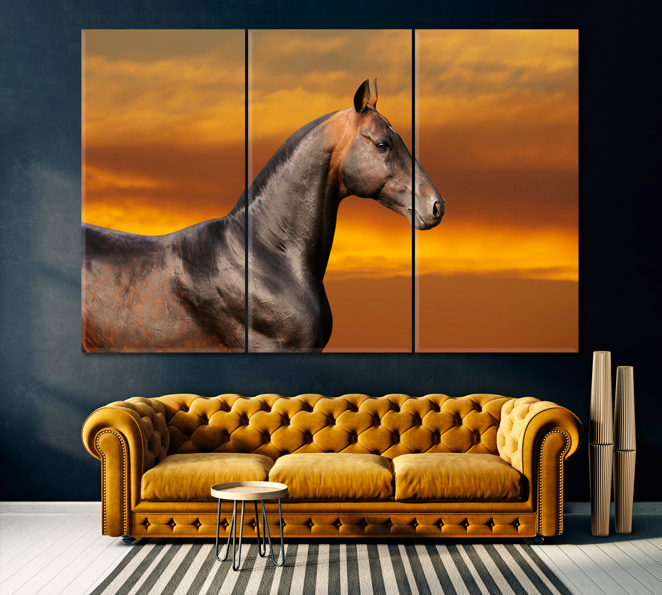 Akhal-Teke Horse Canvas Print ArtLexy 3 Panels 36"x24" inches 