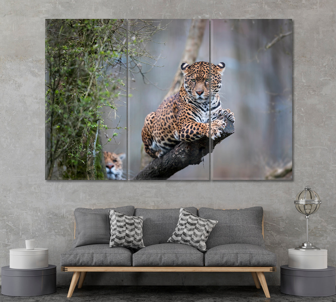 Angry Jaguar Canvas Print ArtLexy 3 Panels 36"x24" inches 