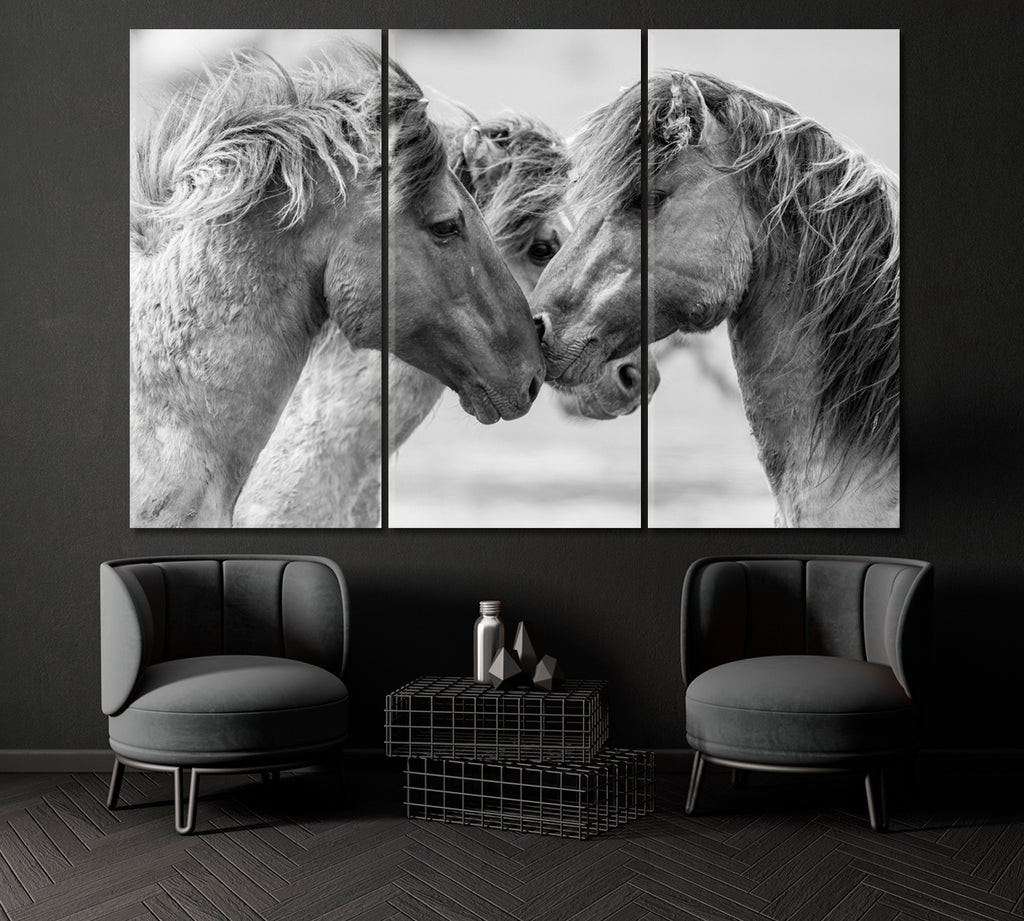 Wild Horses Canvas Print ArtLexy 3 Panels 36"x24" inches 