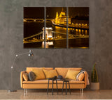 Budapest at Night Canvas Print ArtLexy 3 Panels 36"x24" inches 