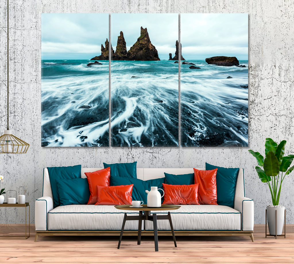 Rock Troll Toes Iceland Canvas Print ArtLexy 3 Panels 36"x24" inches 