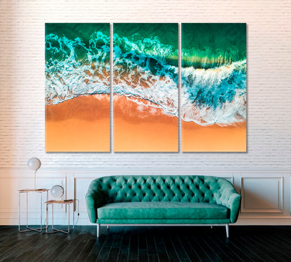 Sea Waves Canvas Print ArtLexy 3 Panels 36"x24" inches 