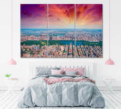 Central Park in Manhattan New York Canvas Print ArtLexy 3 Panels 36"x24" inches 