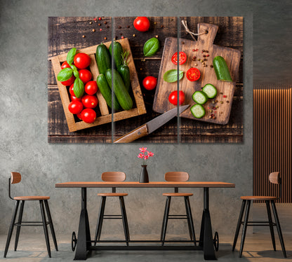 Tomatoes and Cucumbers Canvas Print ArtLexy 3 Panels 36"x24" inches 