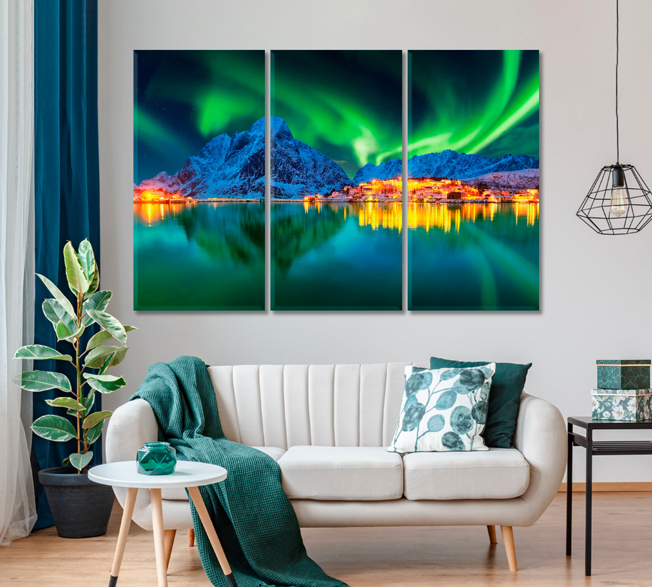 Aurora Borealis Landscape Lofotens Norway Canvas Print ArtLexy   