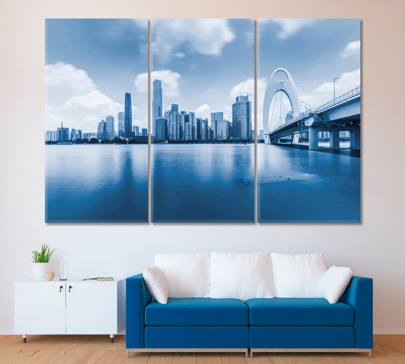 Guangzhou CBD City Skyline Canvas Print ArtLexy 3 Panels 36"x24" inches 