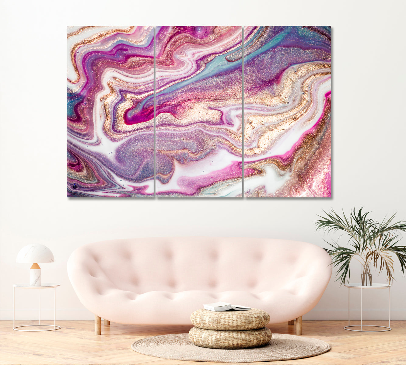 Luxury Marble Abstraction Canvas Print ArtLexy 3 Panels 36"x24" inches 